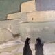 Vintage Swedish modernist oil on canvas "Ibiza" by Uno Bornemark 1953