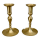 Pair of brushed brass candle holders