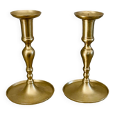 Pair of brushed brass candle holders