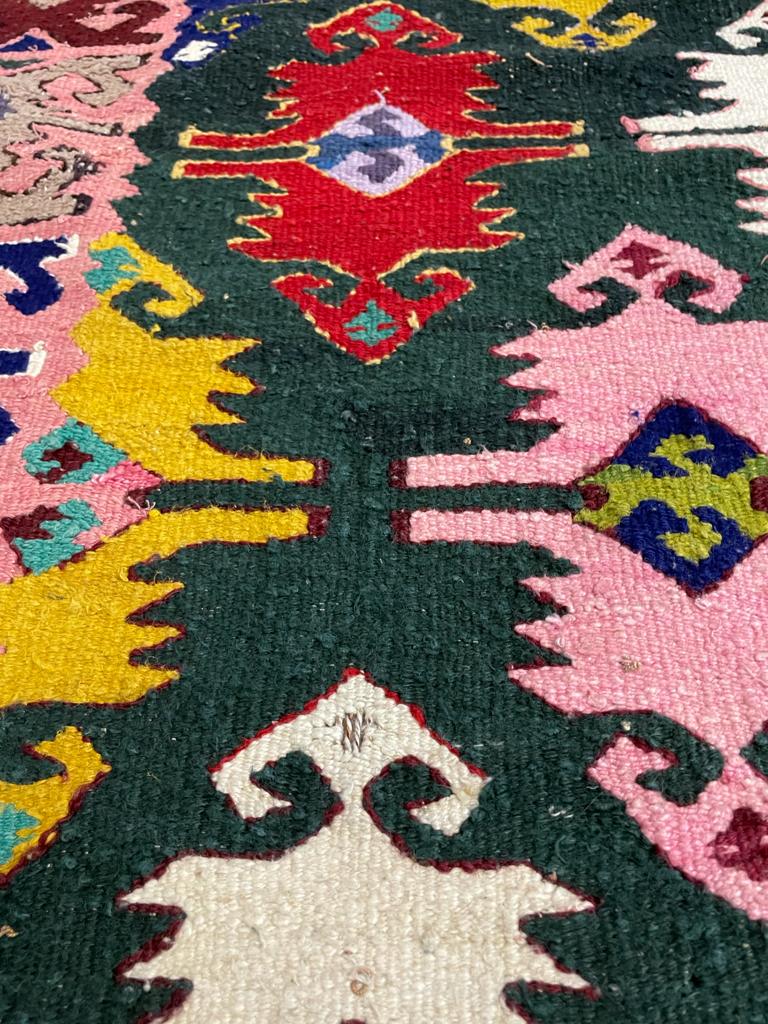 Gorgeous old Romanian kilim, geometrical design, colorful wool tapis kilim Tapis roumain
