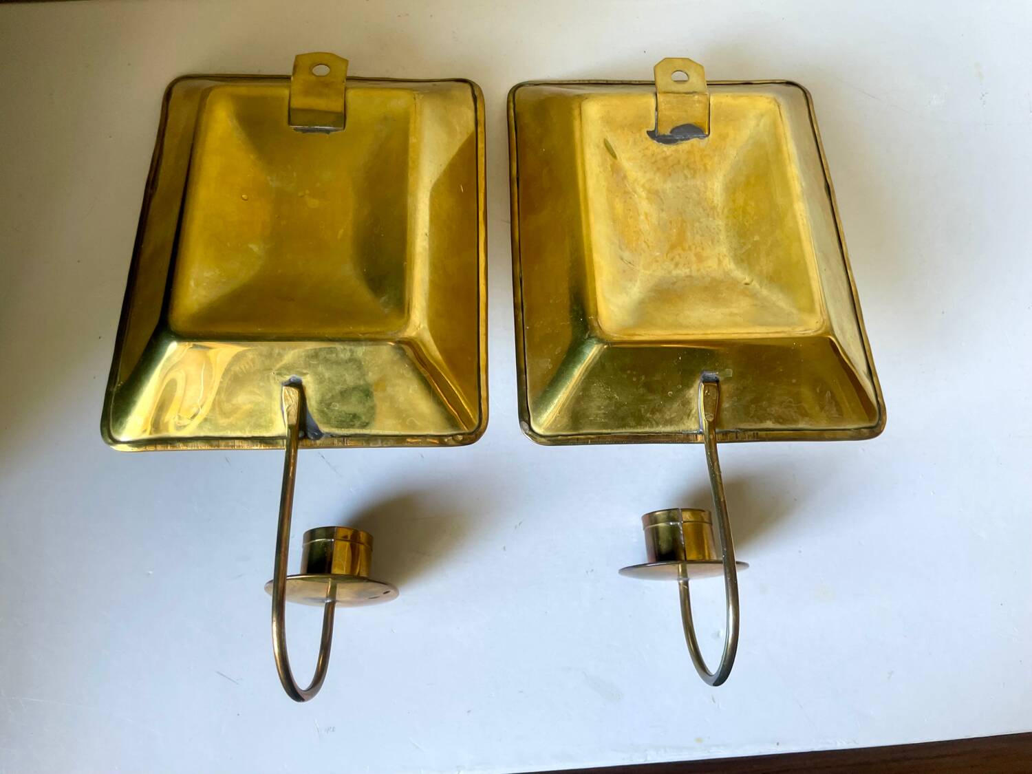 Pair Vintage Brass Wall Candle holder  Sconce  height 24 cm