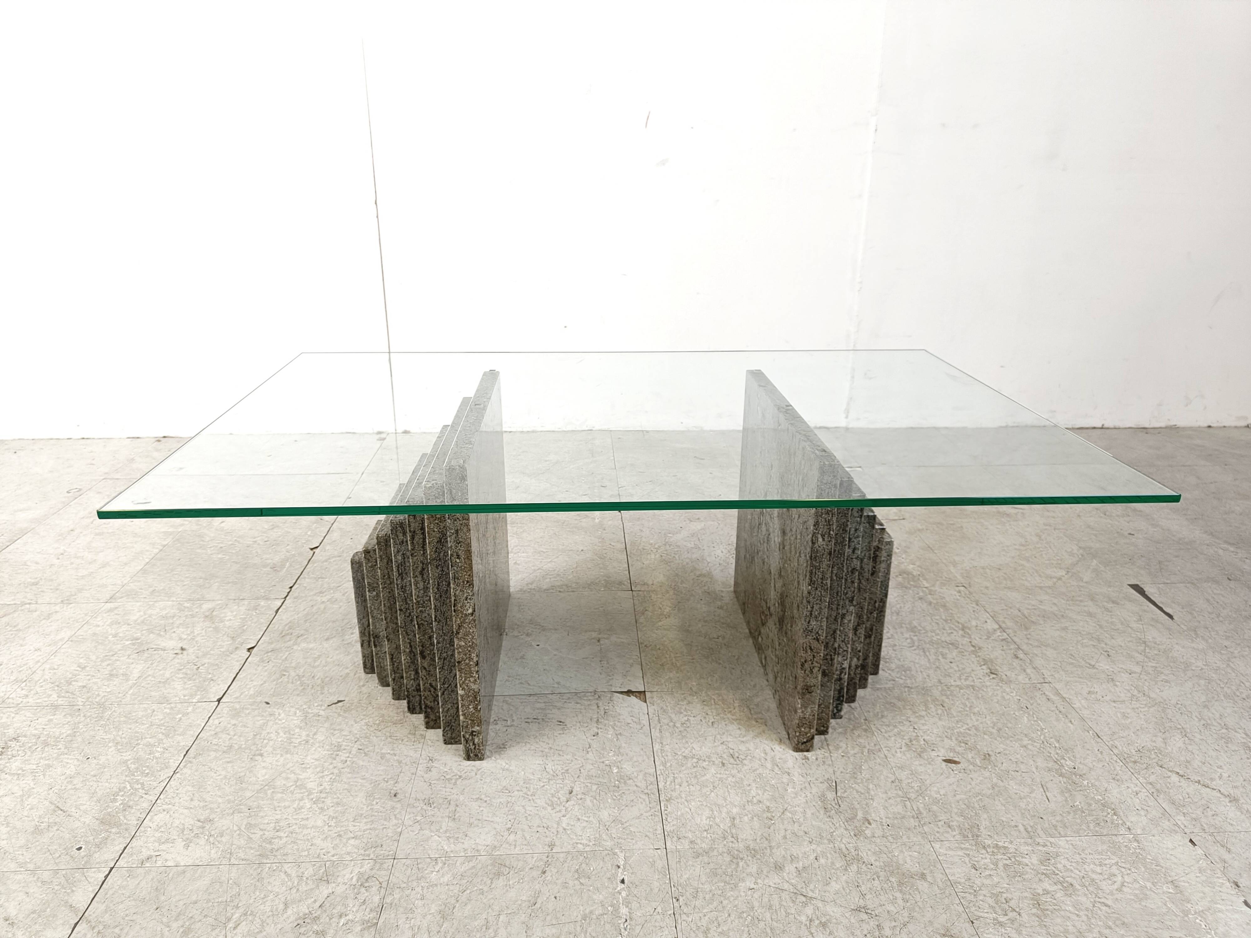 Vintage granite coffee table, 1980s