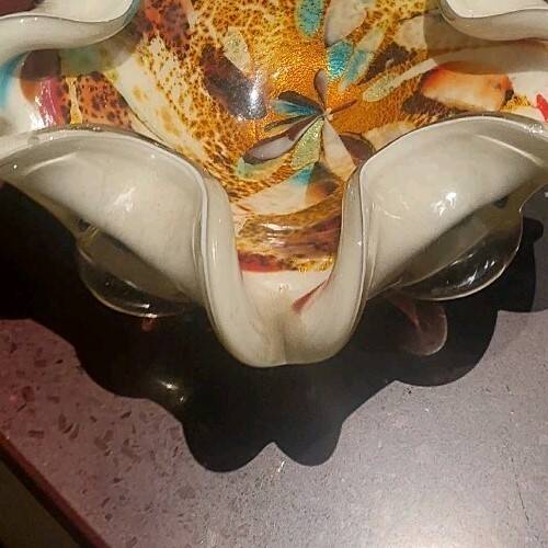 All Fruits glass bowl from Murano by Dino Martens with gold flecks 1960s