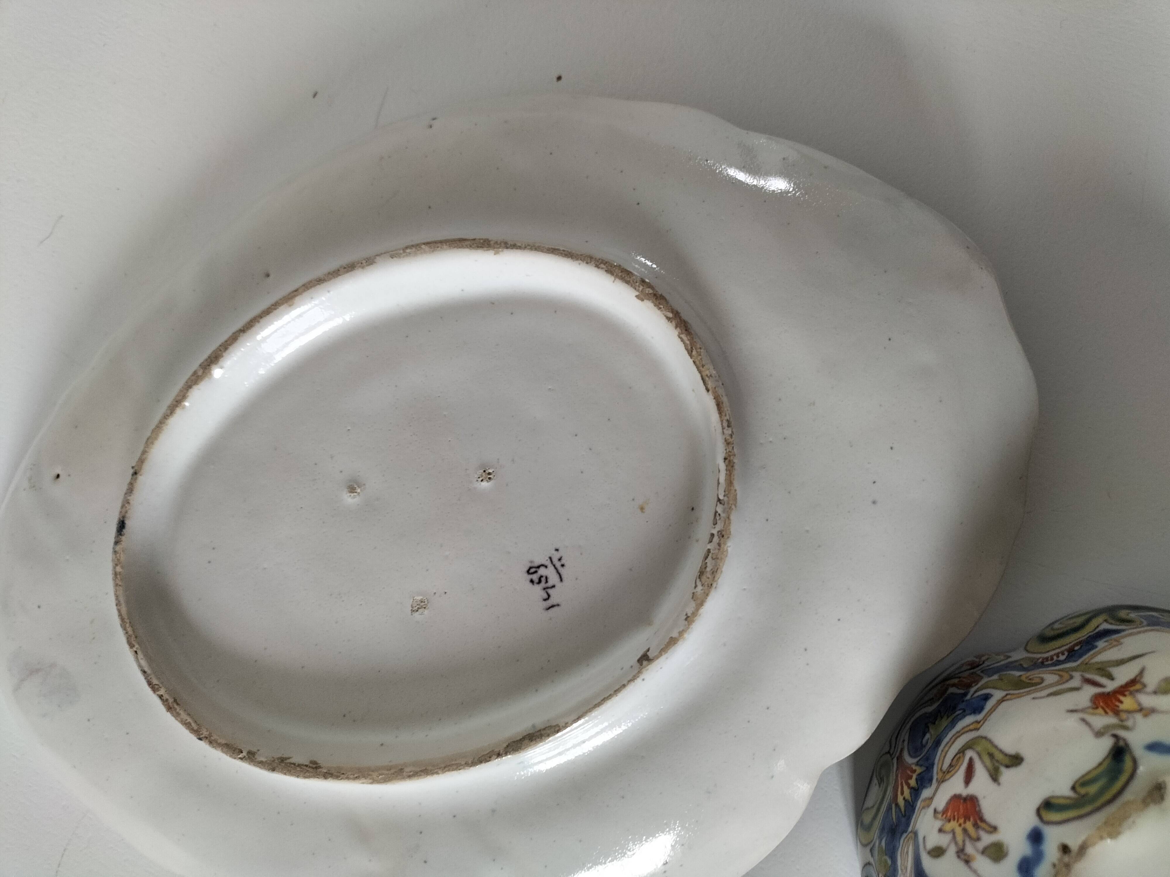 Breakfast set duo Desvres Fourmaintraux regionalist decoration