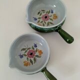 Duo of flowery caquelons