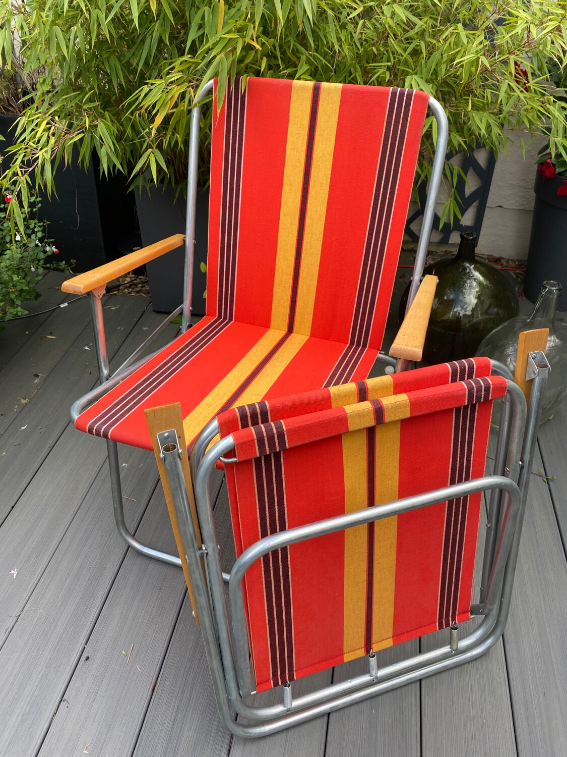 Pair of vintage folding camping chairs