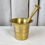 Large brass mortar with pestle