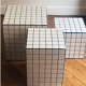 Side table cube piece of sofa tile mosaic white joint black ora 30x30xh40cm