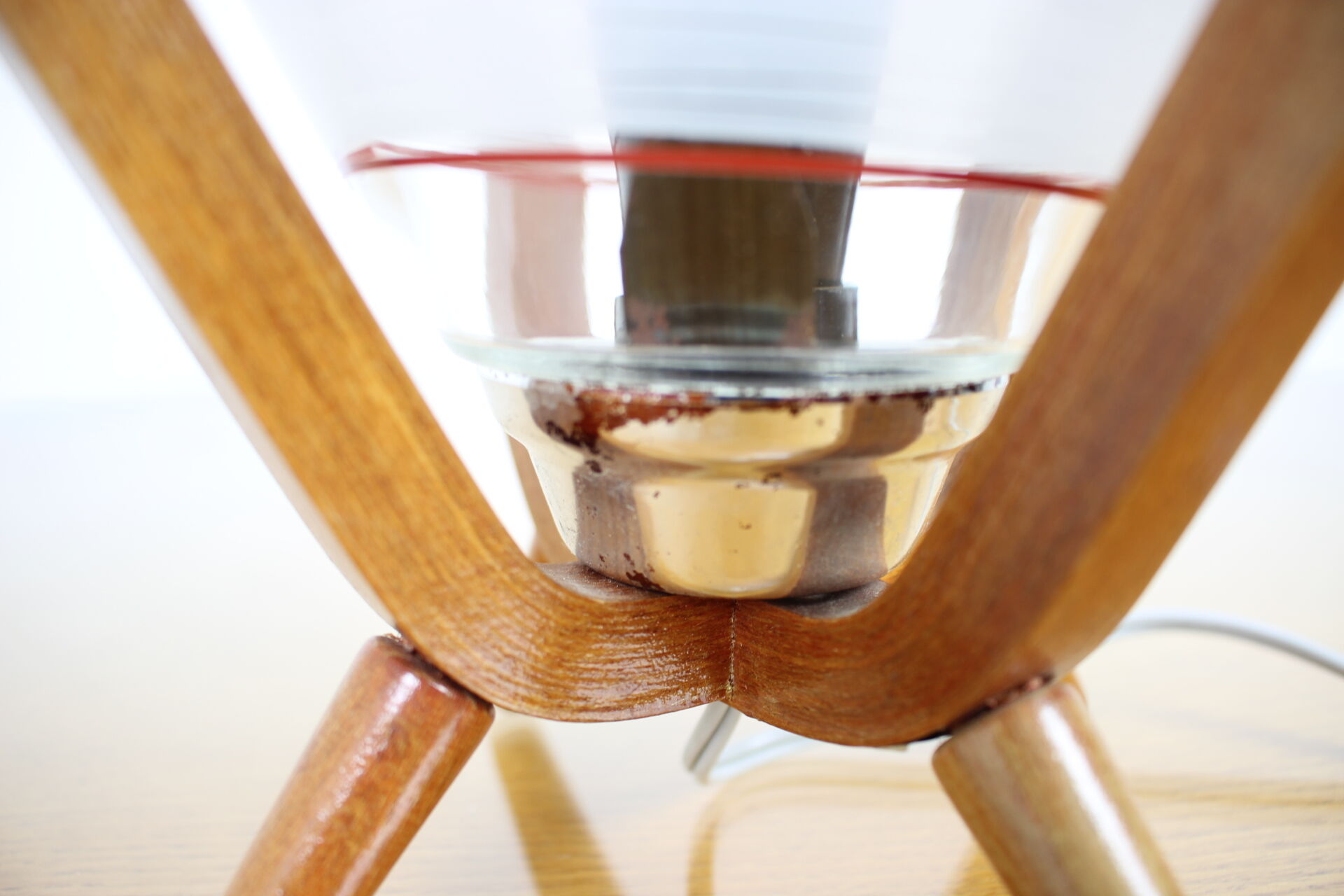 Mid-century design bedside table lamp Dřevo Humpolec, 1970's.