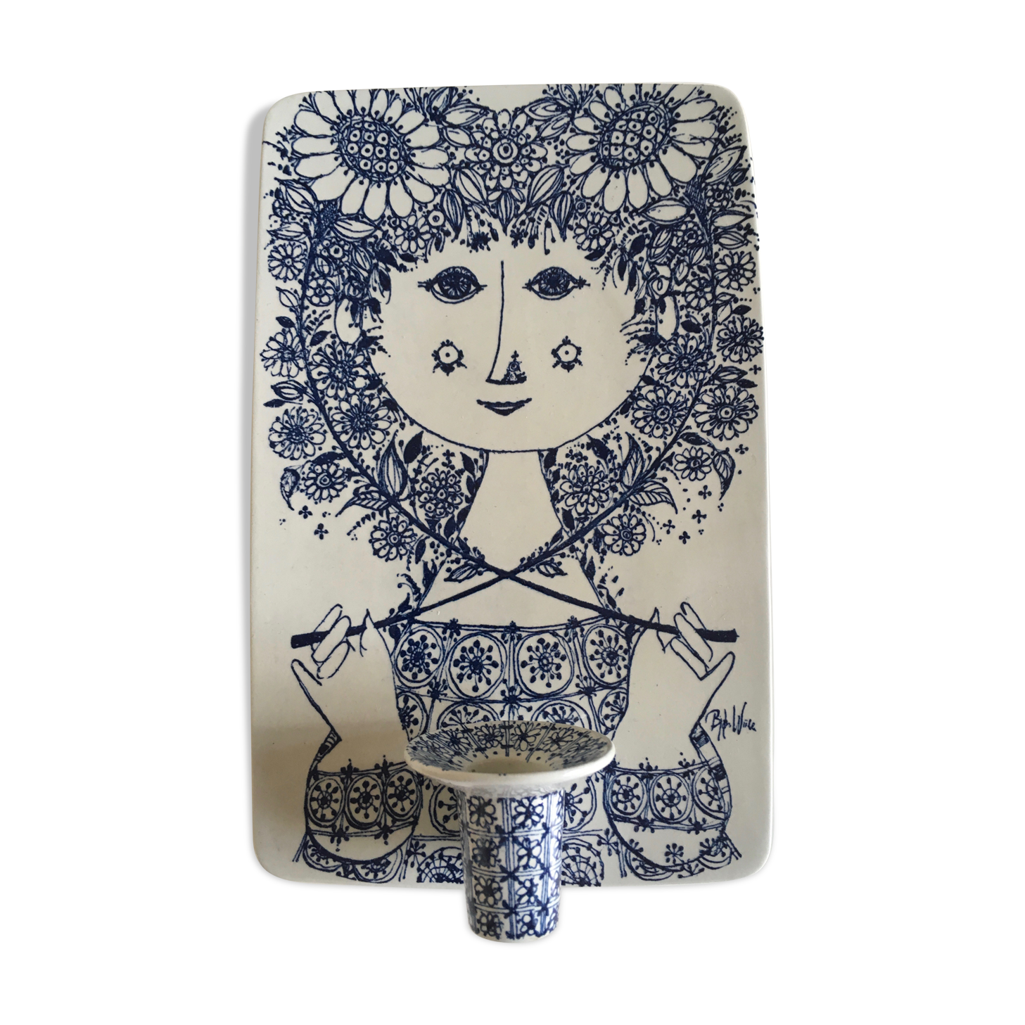 Scandinavian ceramic wall candleholder from Bjorn Wiinblad Denmark 60
