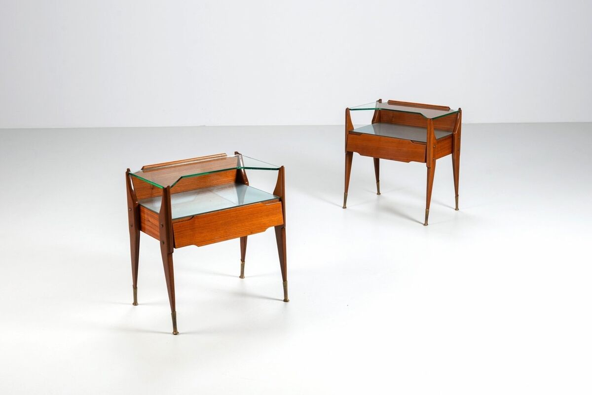 Pair of nightstands in teak La Permanente Mobili Cantù Italy 1950