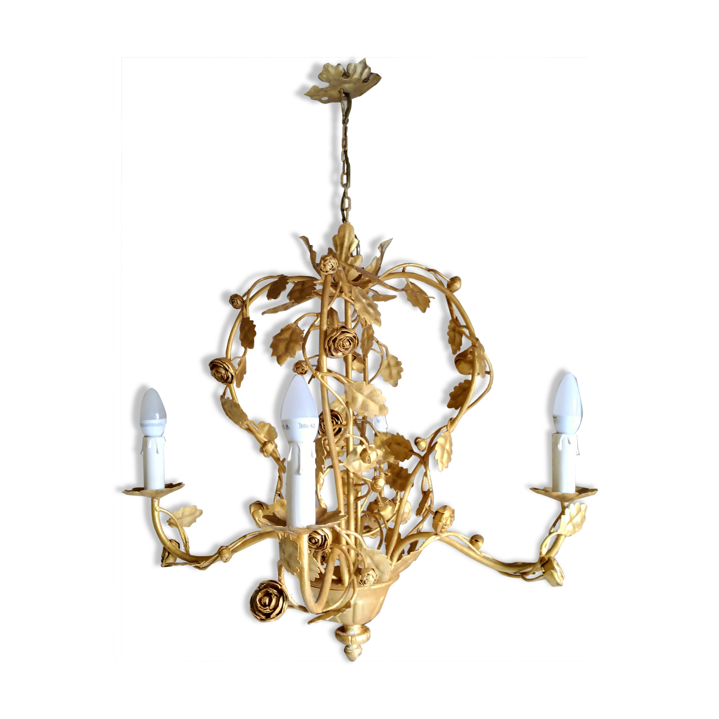 Golden iron chandelier 1960