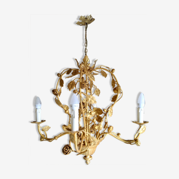 Golden iron chandelier 1960