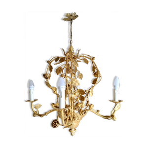 lustre en fer doré 1960
