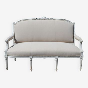 Louis XVI sofa, reupholstered old linen