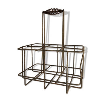 Ancien panier porte bouteilles en métal 1950