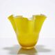 Fazzoletto vase in blown Italian glass, yellow opaline lined, Murano 1960-70.