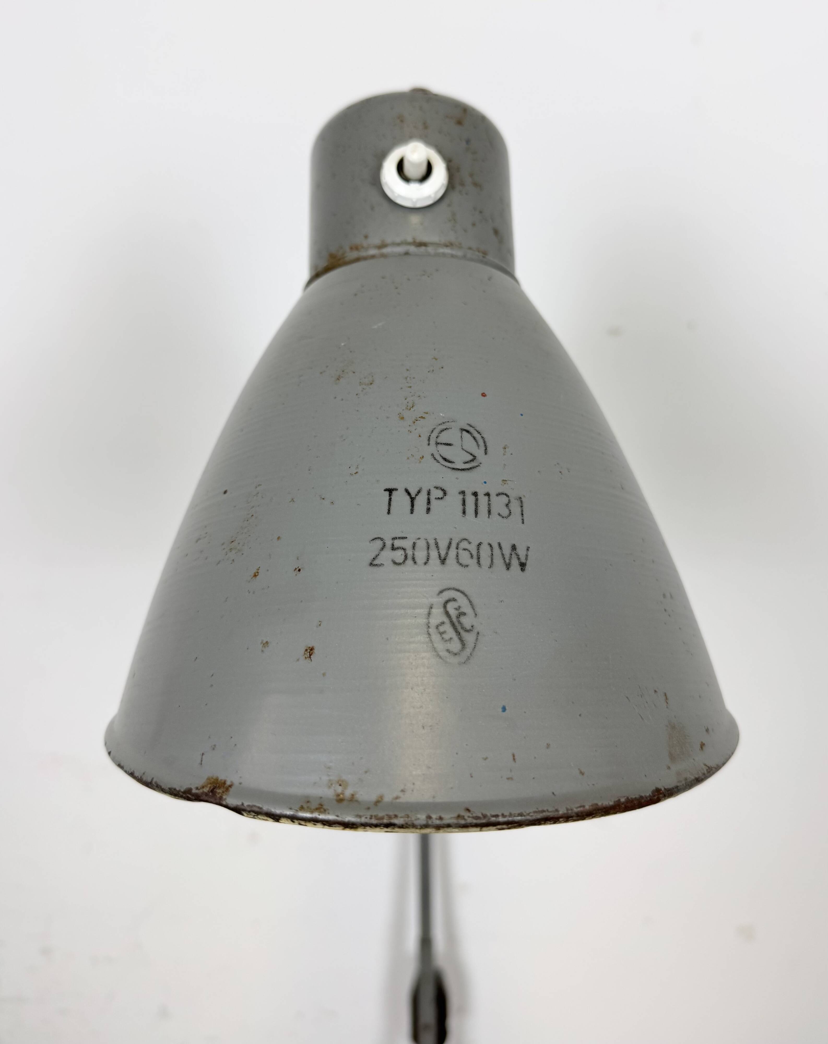 Large Grey Industrial Workshop Table Lamp, 1960s