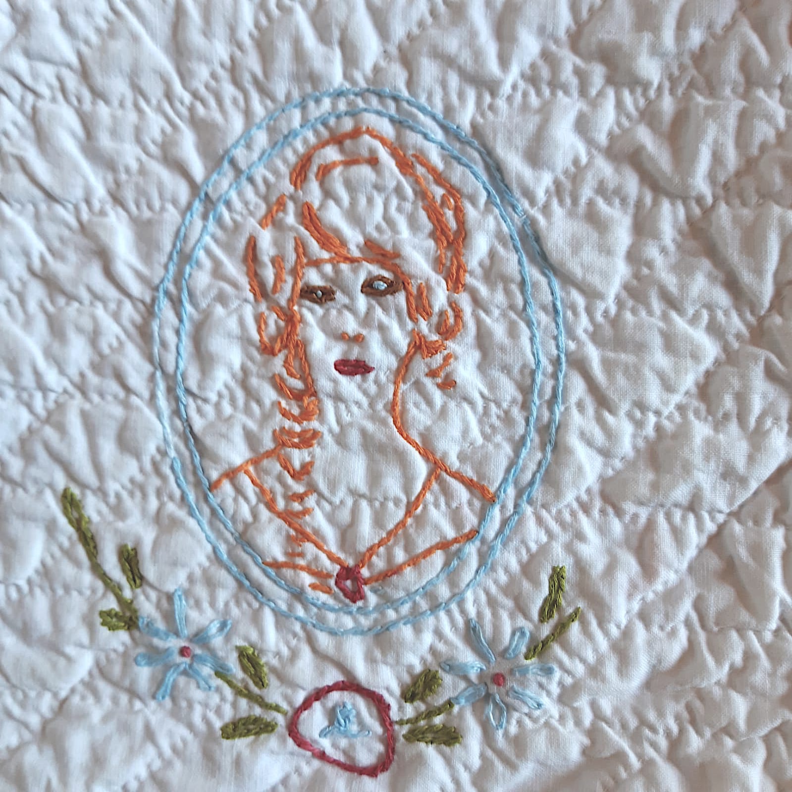 Quilted and embroidered american patchwork 182x193 cm