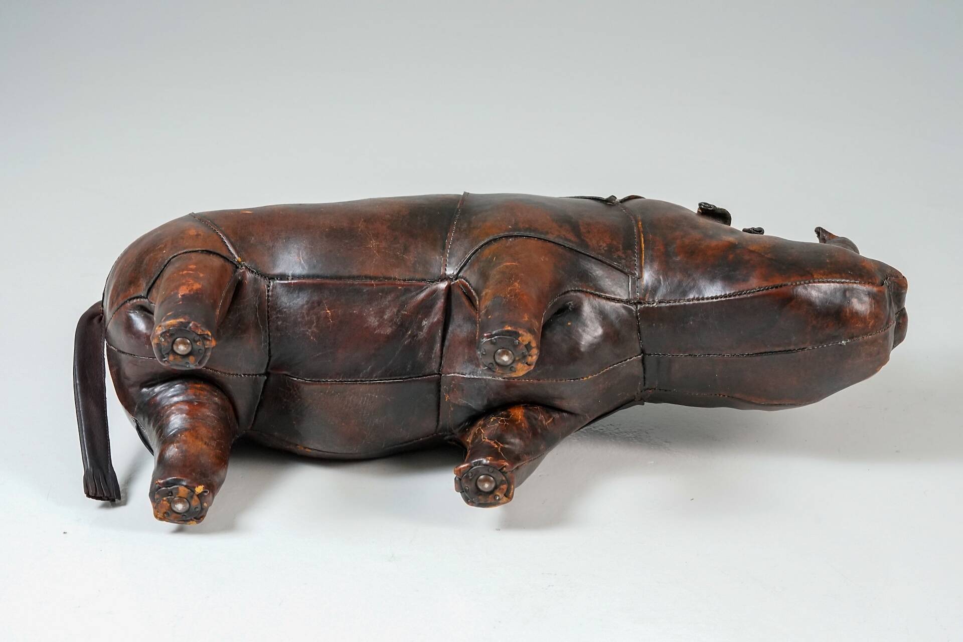 Rhinoceros Leather Footstool by Dimitri Omersa