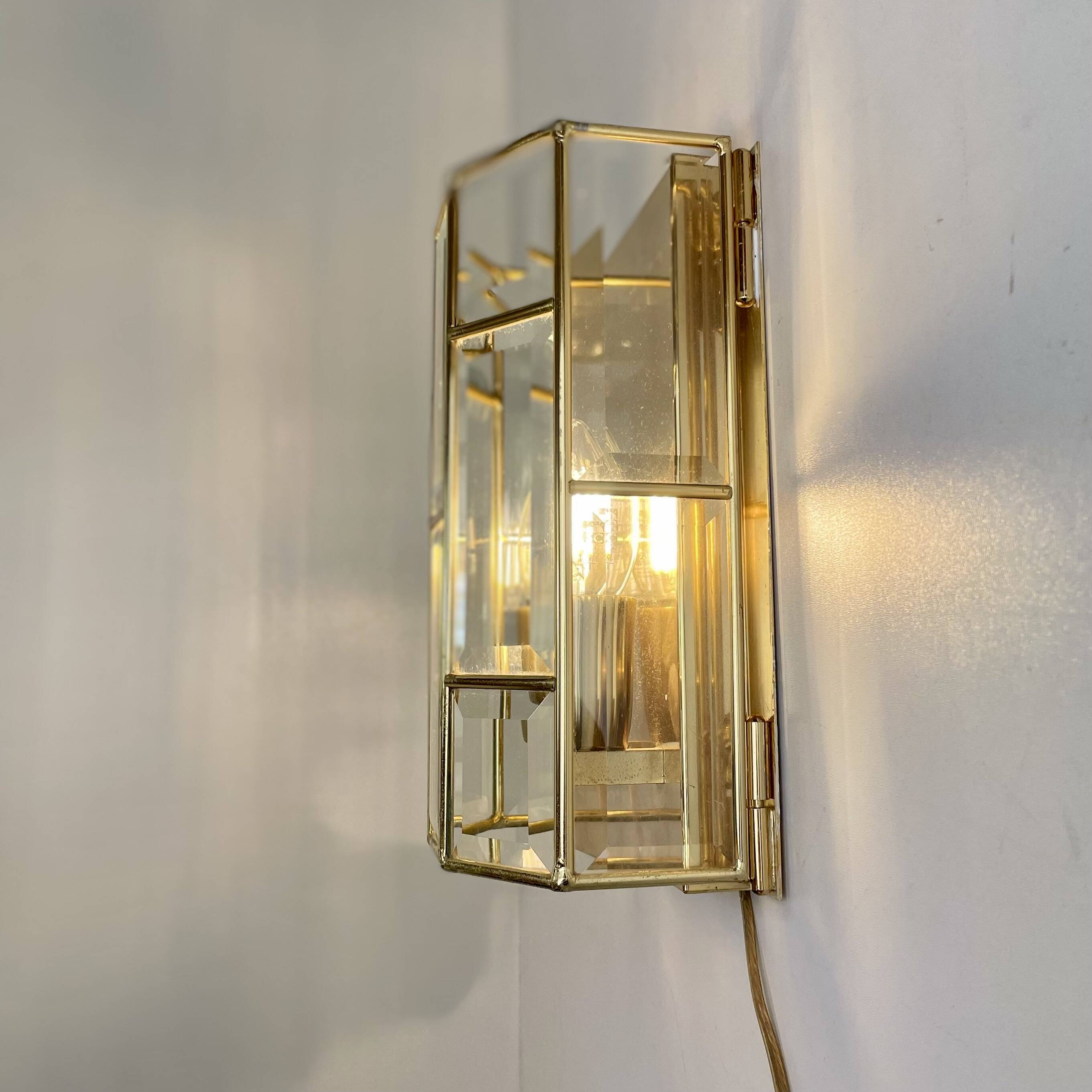 Italian brass wall lights, 1980s