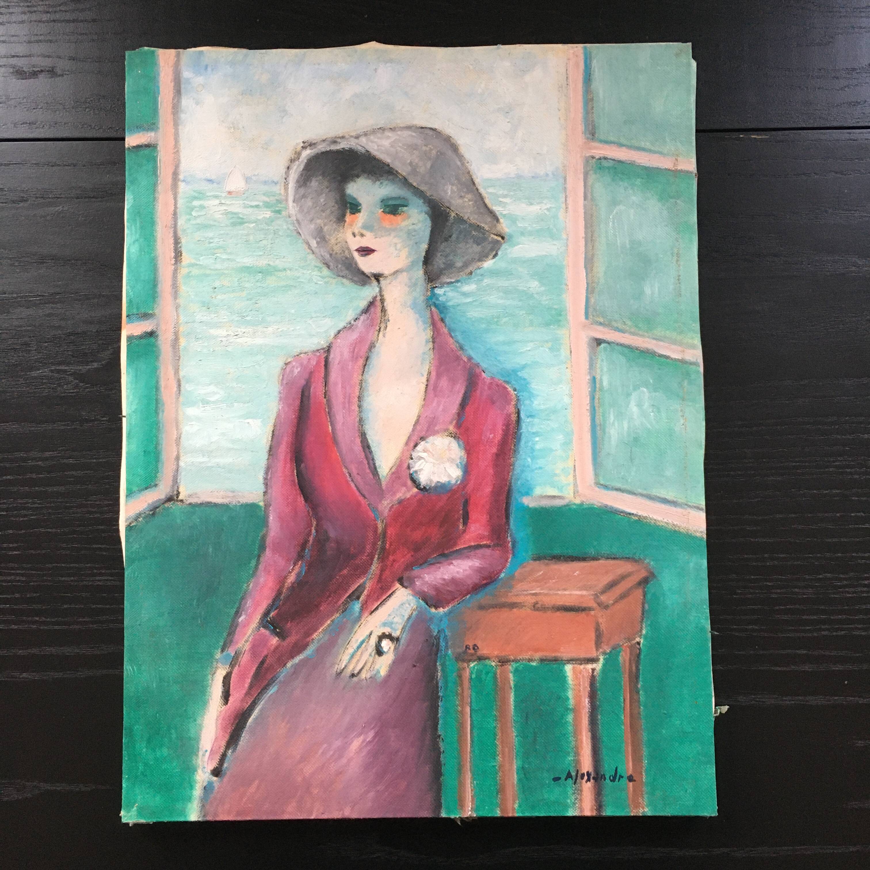 Painting portrait of elegant woman