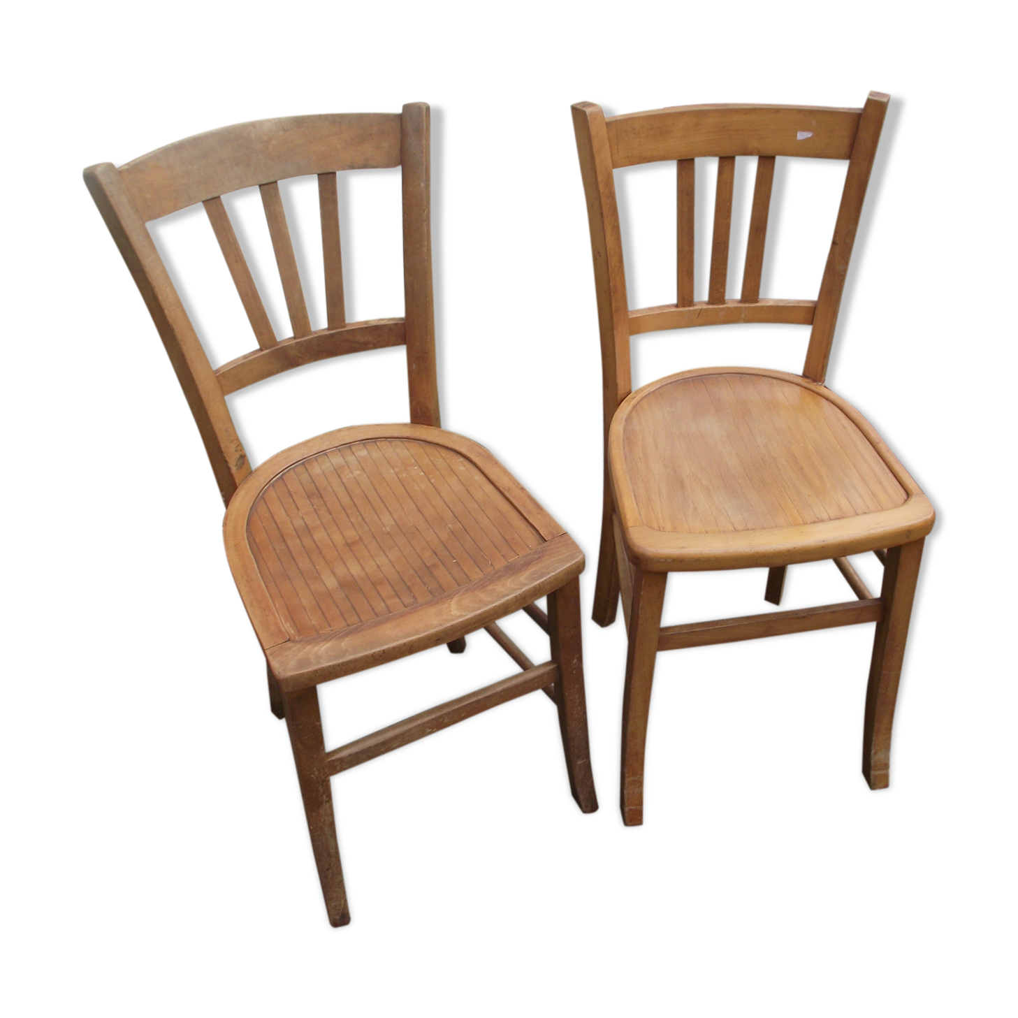 Pair of wooden bistro chairs 1950s 60