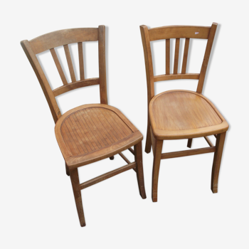 Pair of wooden bistro chairs 1950s 60
