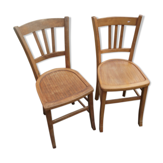Paire de chaises de bistrot en bois des années 50 60