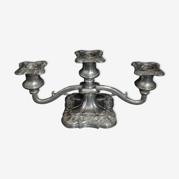 English silver metal candelabra decorated with vine leaves