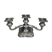 English silver metal candelabra decorated with vine leaves