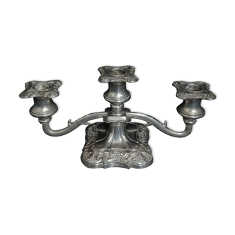 English silver metal candelabra decorated with vine leaves