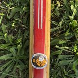 Vintage Esko Järvinen skis with shoes on bindings