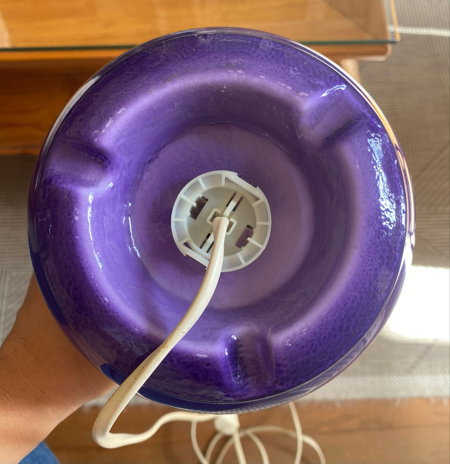 Vintage IKEA lamp, a purple glass lantern.