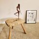 Small brutalist wooden stool