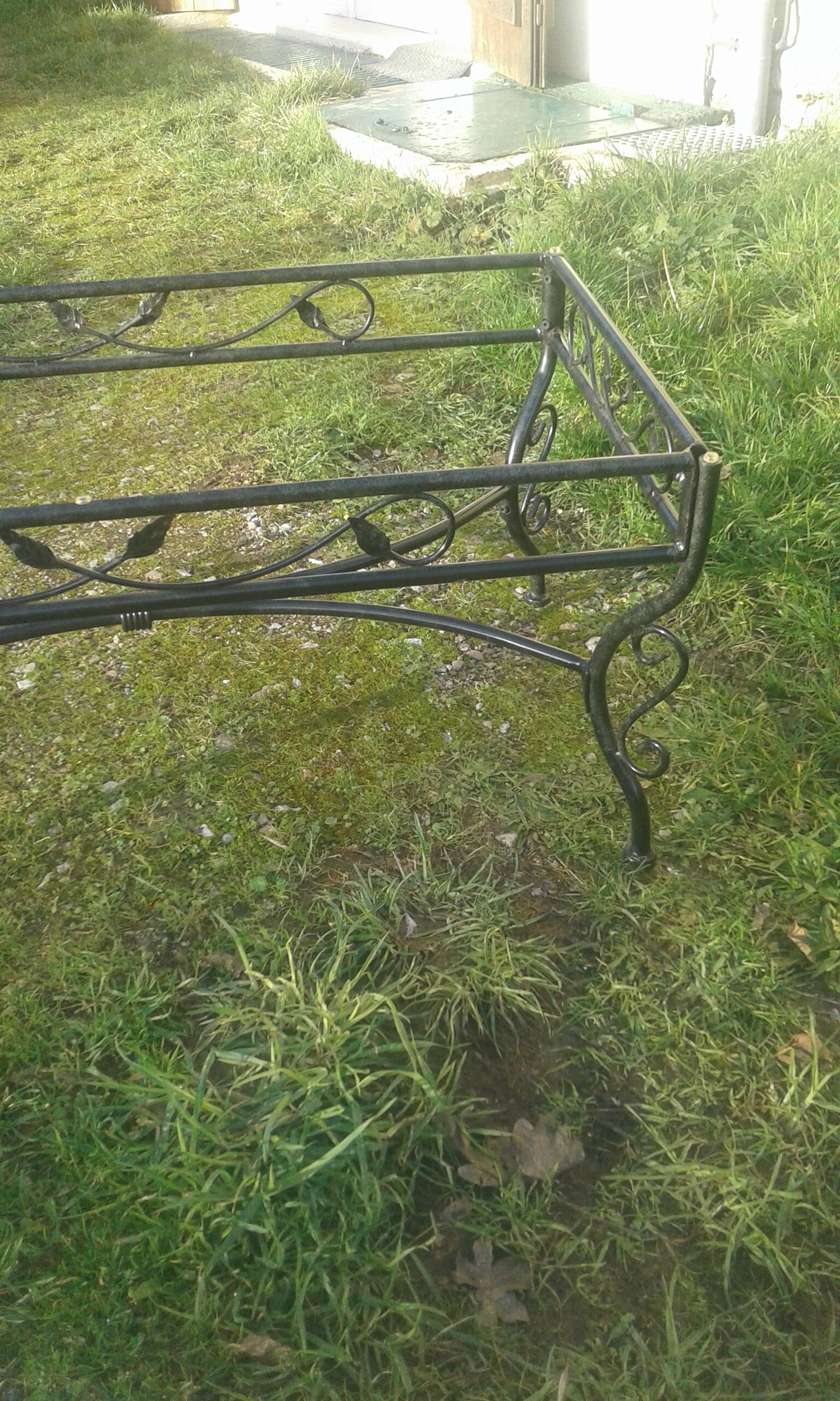 Wrought iron table and glass top