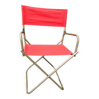 Fauteuil de camping pliant orange vintage