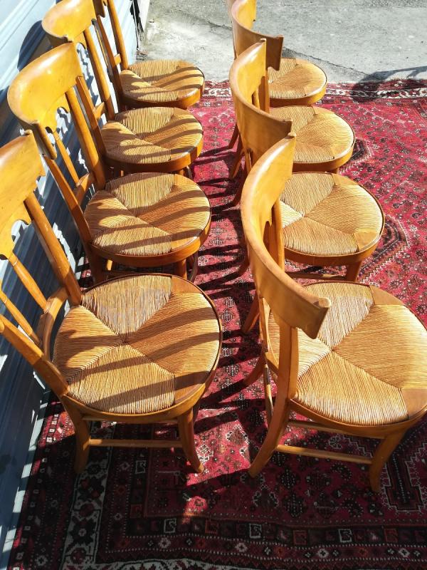 suite of 8 mulched chairs in cherry