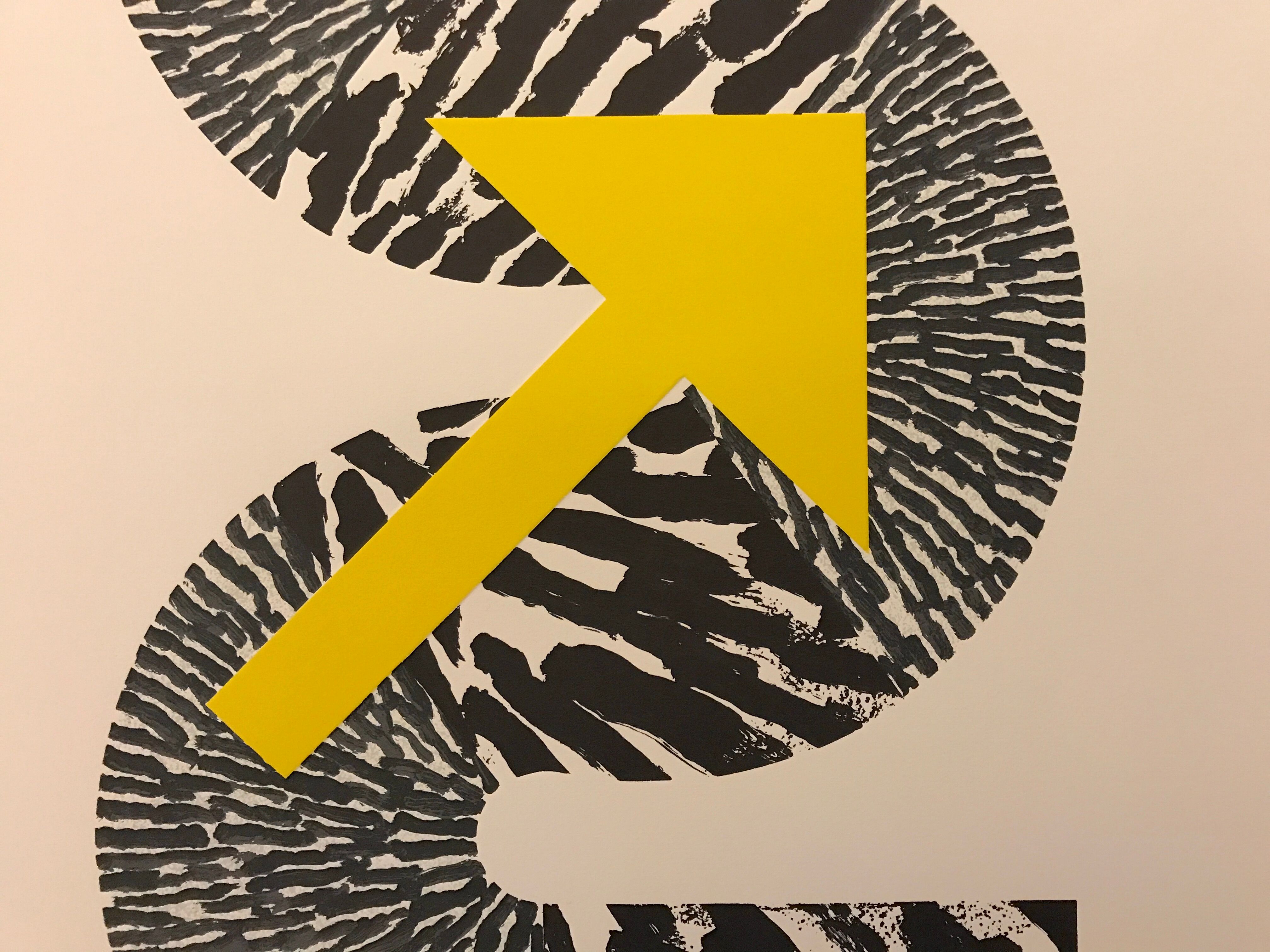 Lithographie originale signée Kumi Sugai S flèche jaune 1990