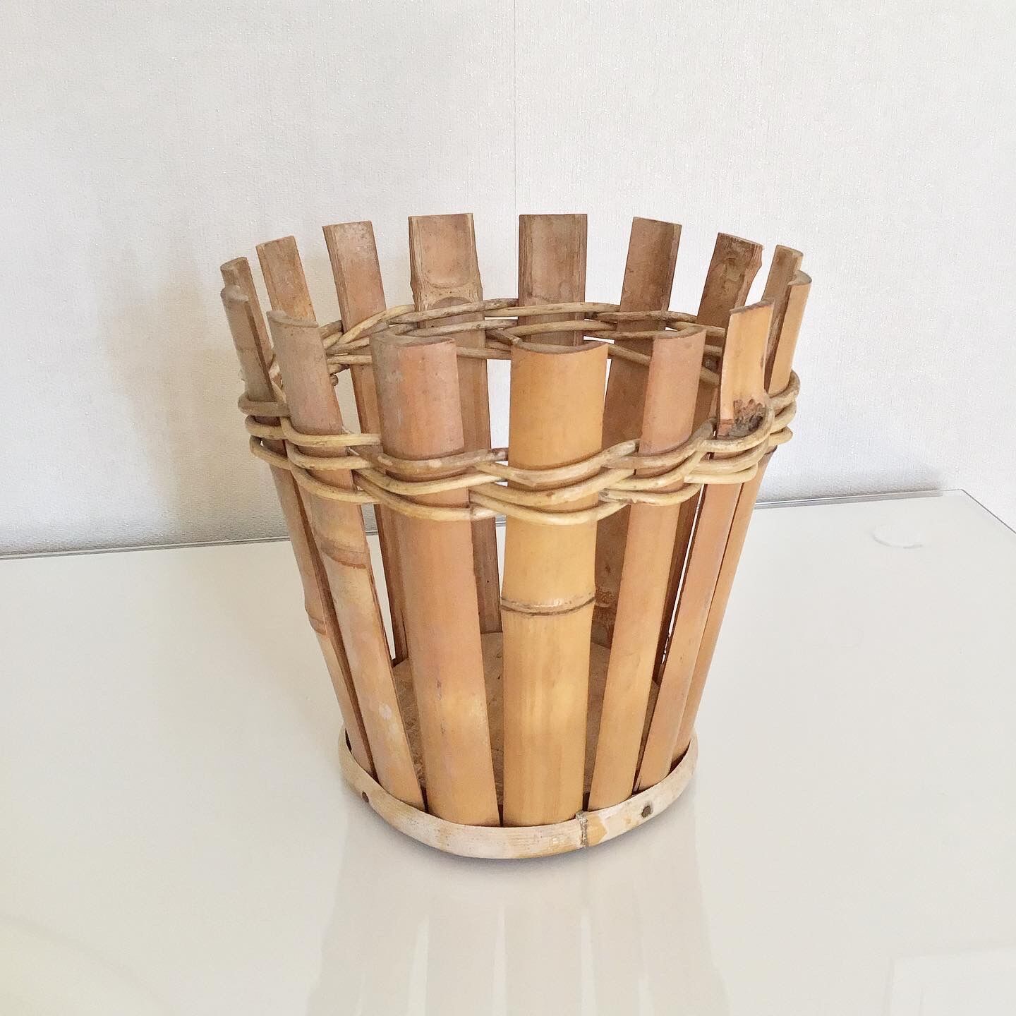 Rattan and vintage bamboo pot cover