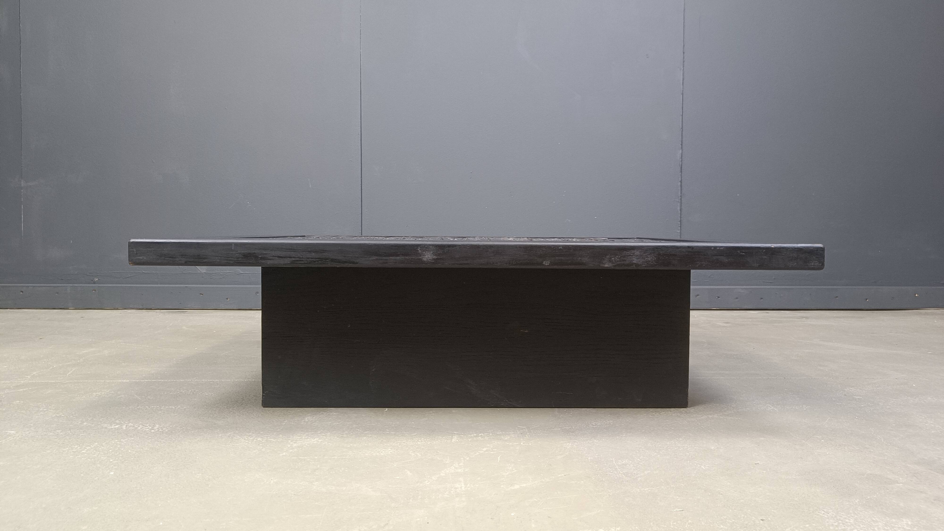 Brutalist stone coffee table, Made In belgium, 1960s