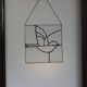 Vitrail décoratif oiseau, style Tiffany, verre coloré fait main 40×40 cm