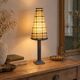 Vintage table lamp in bluish grey ceramic – Conical lampshade in Scottish tartan – 1970s/80s