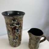Fat lava ceramic vase and pitcher