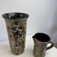 Fat lava ceramic vase and pitcher