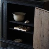 Antique black painted wardrobe from the 18th century by a Danish cabinetmaker, baroque.