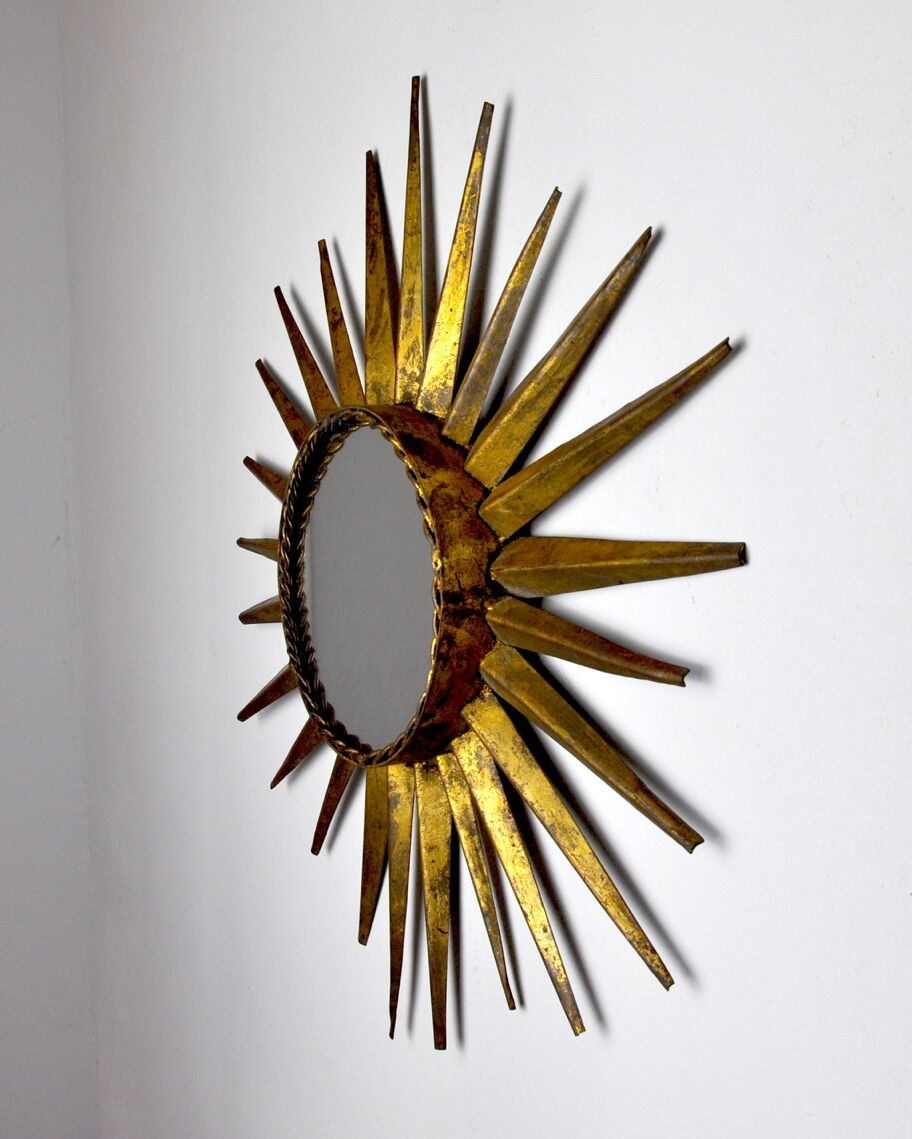Miroir soleil, gilded metal with gold leaf, Italy, 1960