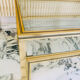 Coffee table with 2 brass and glass tops signed Pierre Vandel Paris, circa 70s.