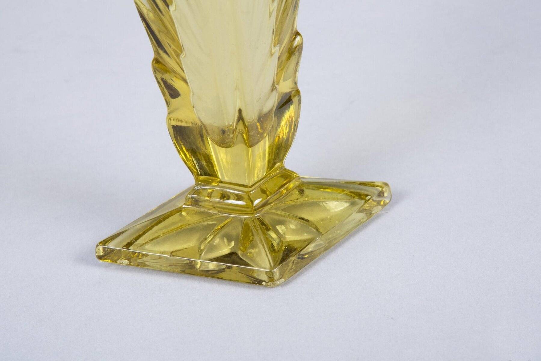 Art Deco Pink, Yellow and Orange Glass Vases, Bohemia, Set of 3