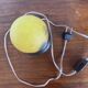 Yellow, round art deco table lamp. Art d'France